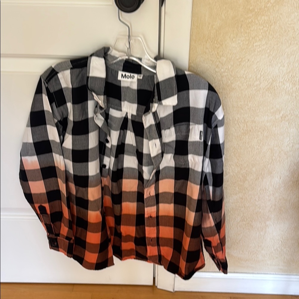 Molo Kids Checkered Shirt - Black, White, and Orange